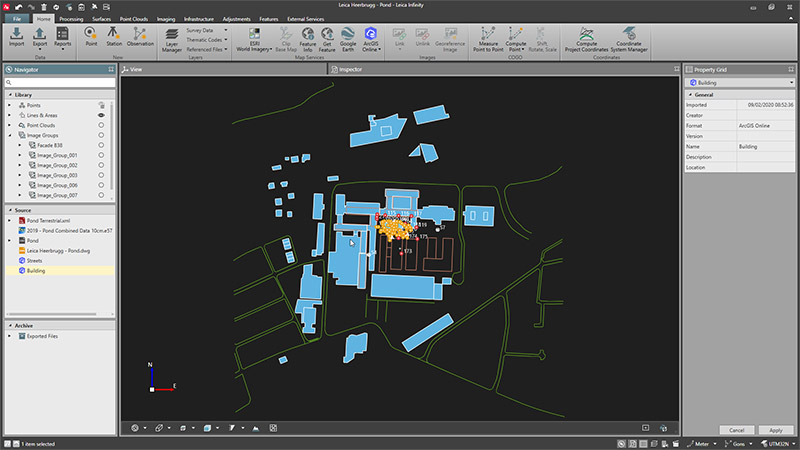Leica Infinity Surveying Software screenshot arcGIS